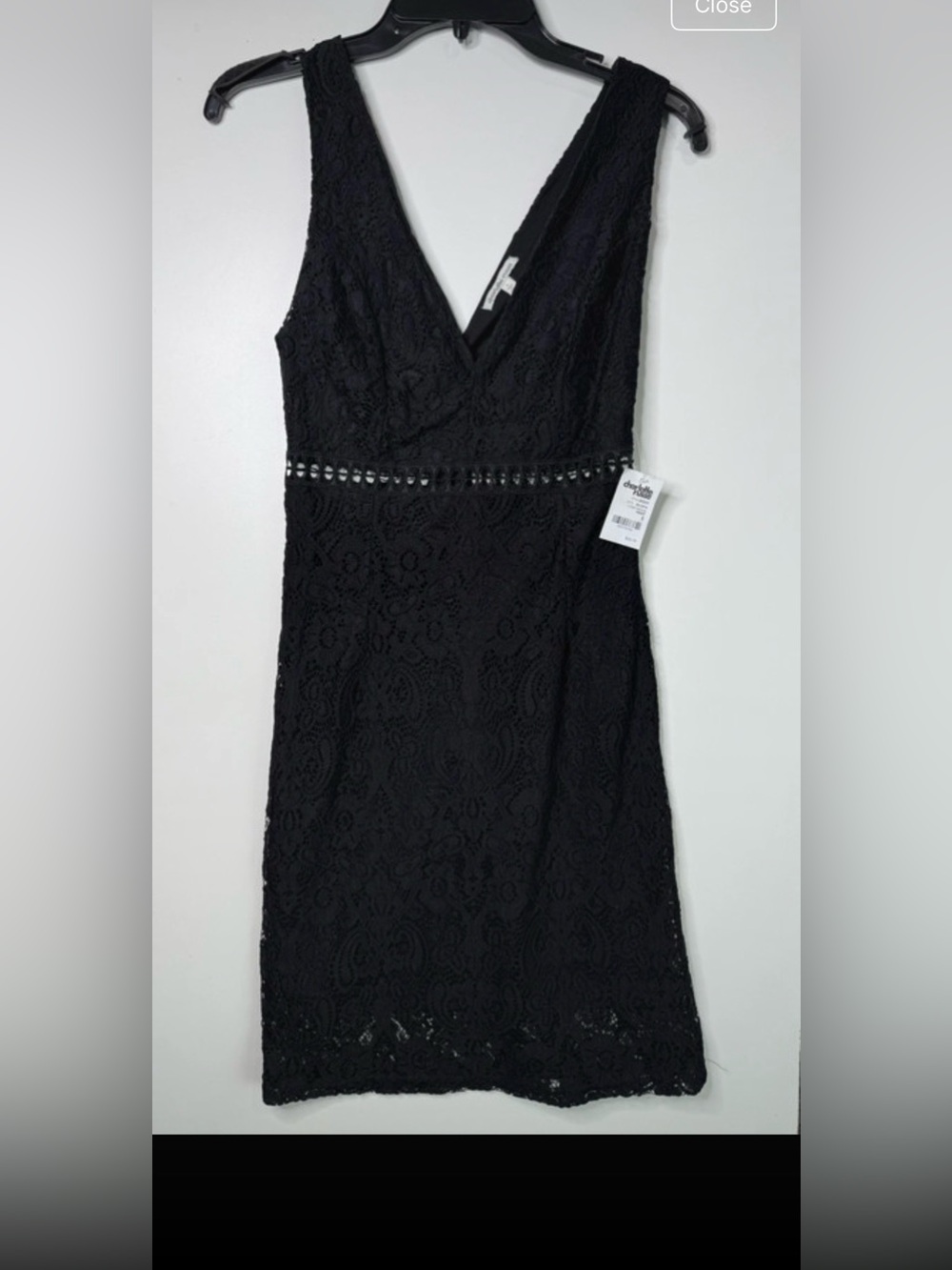 Charlotte Russe Black Lace Midi Dress with V-Neck